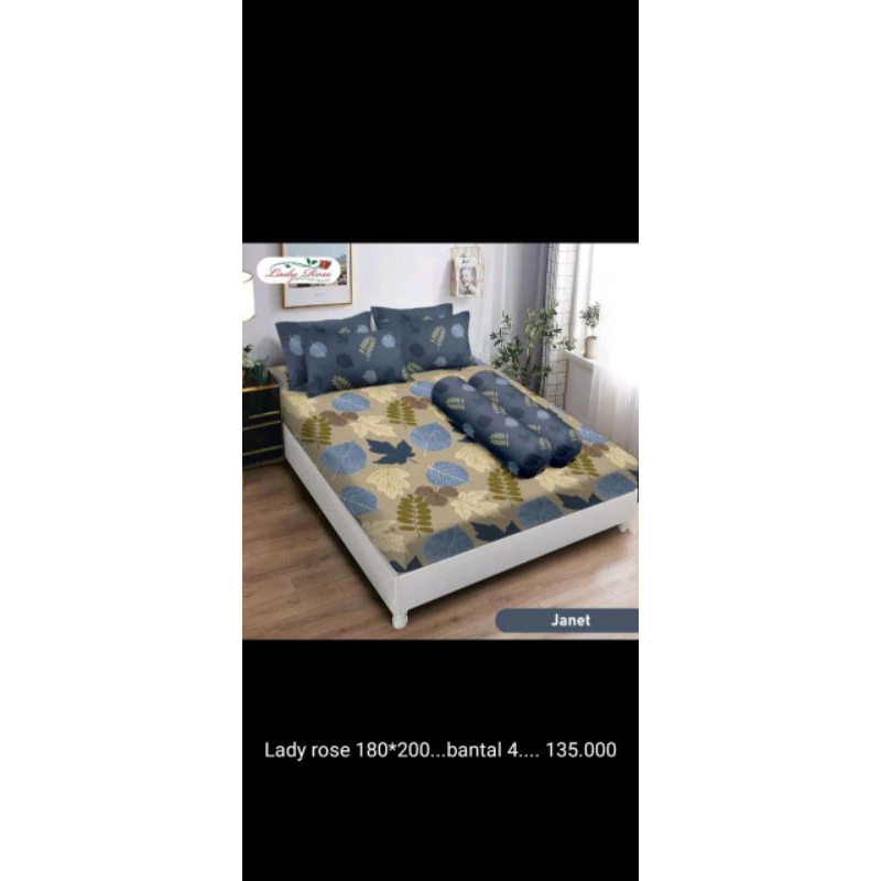 sprei lady rose abu combi cream 180*200 bantal 4