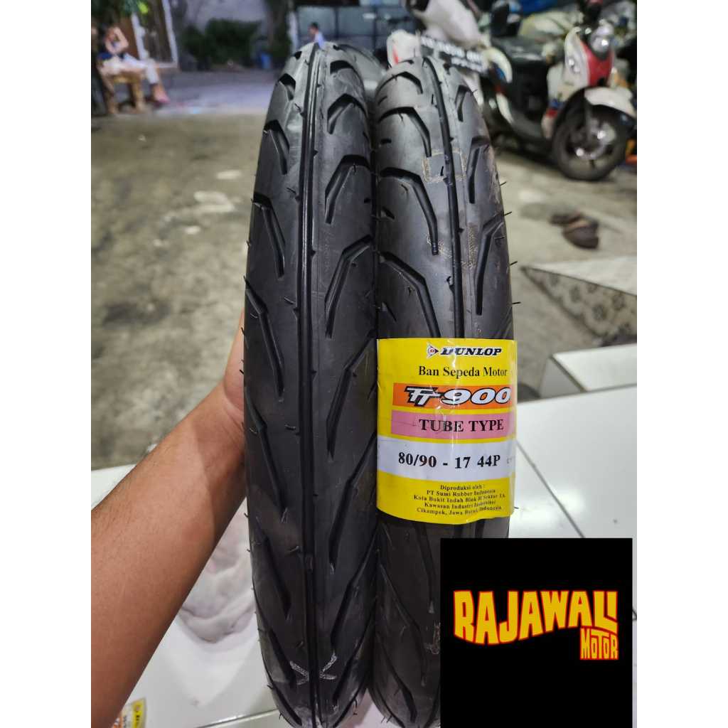 SEPASANG BAN LUAR DUNLOP TT900 80/90 RING 17 & 90/90 RING 17 TUBE TYPE (NON TUBBLES) UP SIZE MOTOR S