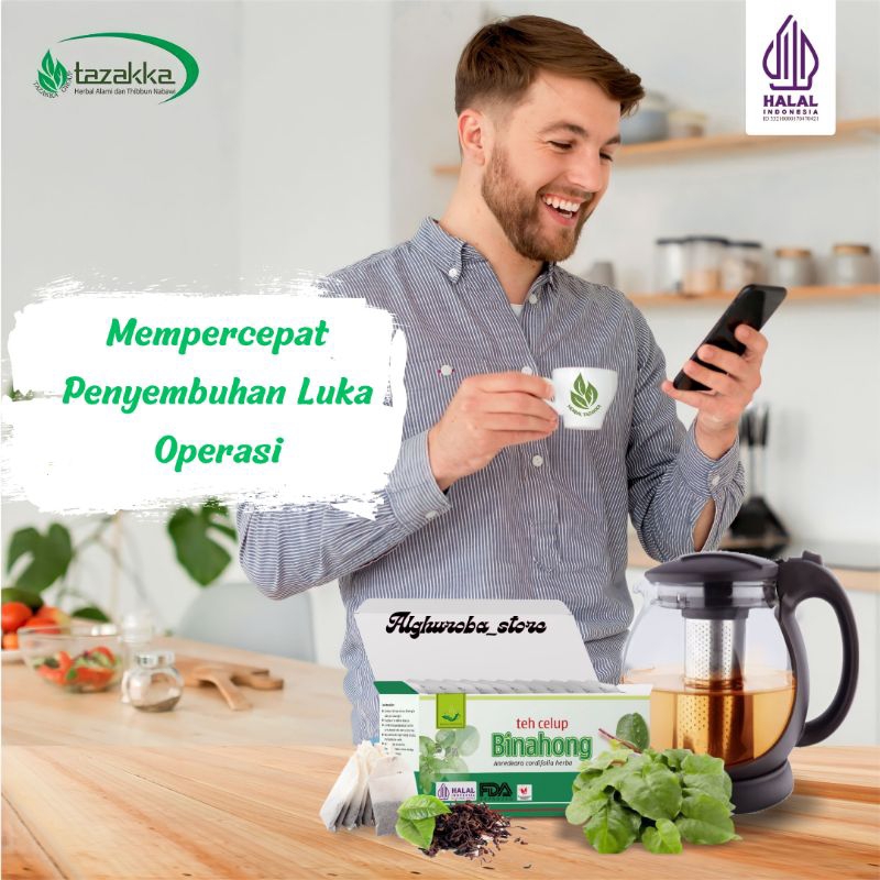 

Teh Celup Daun Binahong Minuman Kesehatan Obat Herbal Penyembuhan luka pasca operasi dan Asam Lambung Tazakka Original 20 Kantung