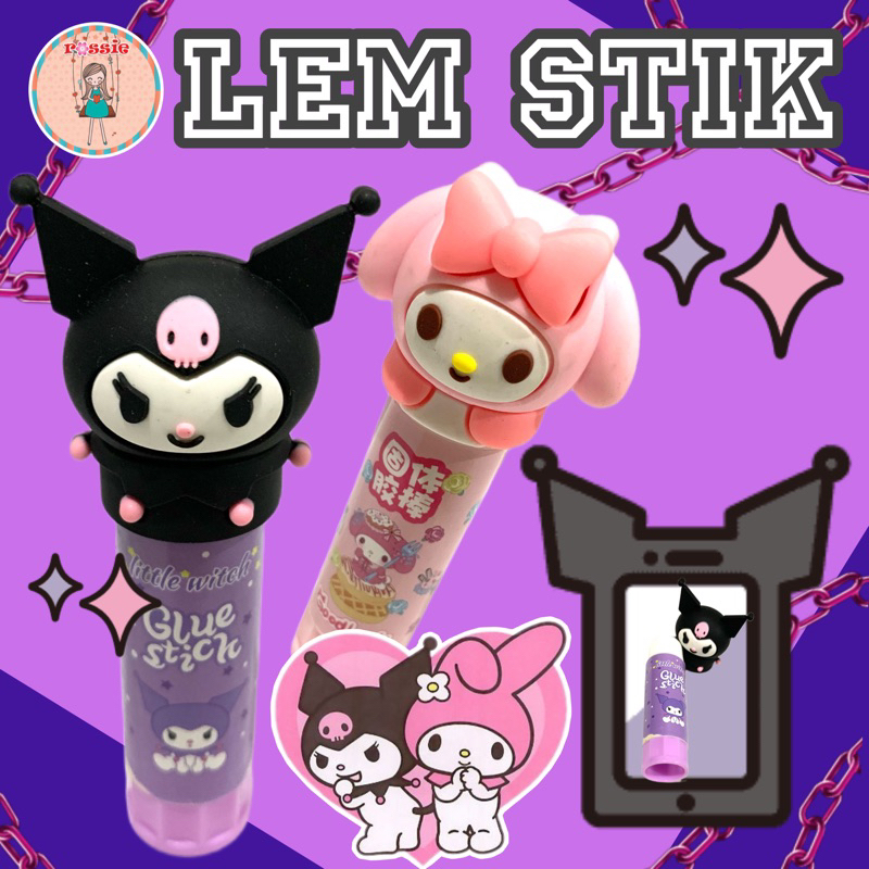 

Lem Stik Sanrio/Lem stick Kuromi Hello Kitty My Melody head 8 gr/lem batang/glue stick Anak sanrio 3D Kuromi