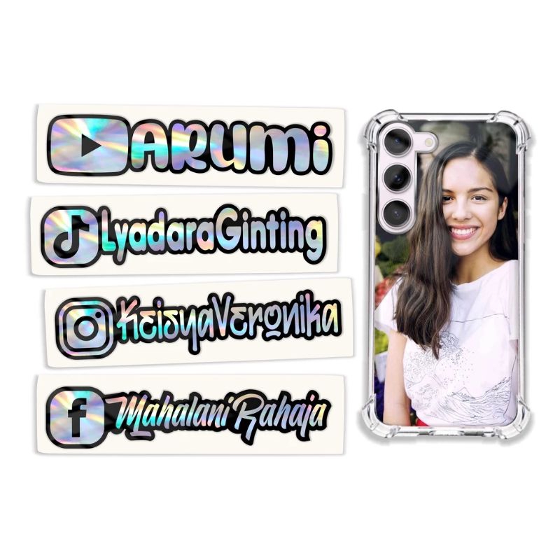 

Stiker Nama Hologram Media Sosial - Stiker Tulisan Medsos