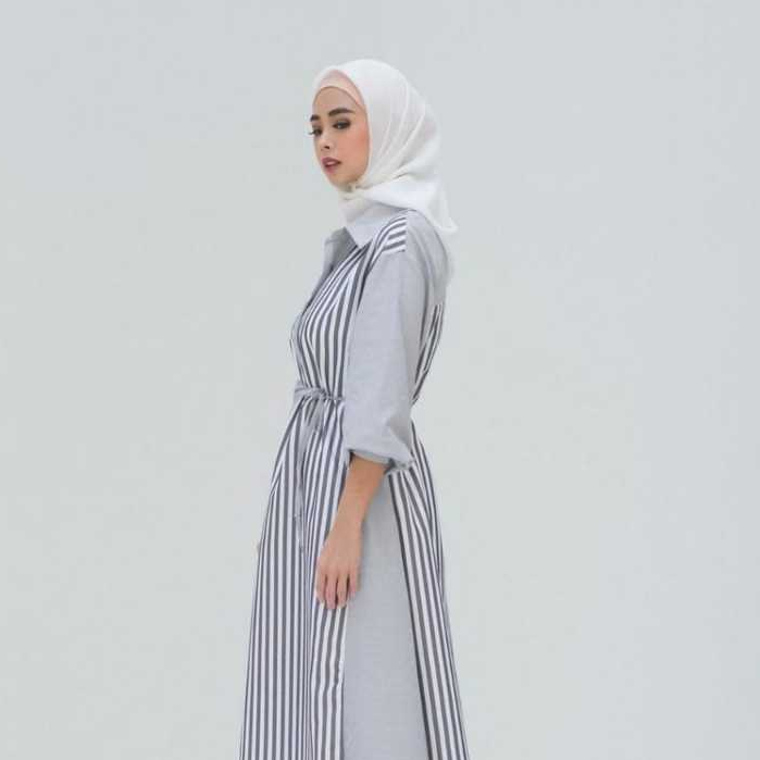 Daily Midi Maxi l Dress Midi Maxy Wanita Remaja Basic OOTD Korean Style Matt Cotton Salur Premium Fashion Terlaris