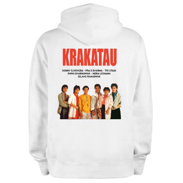 Jaket White Hoodie Krakatau Band Hoodie Sweater Bahan Cotton Fleece