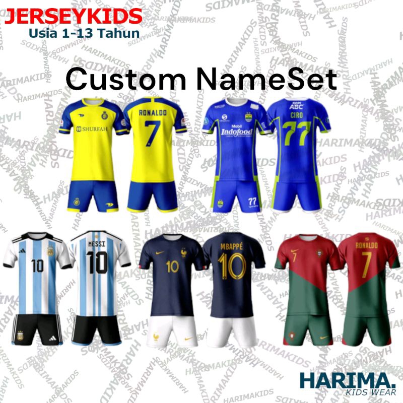 Custom nama Jersey bola Anak