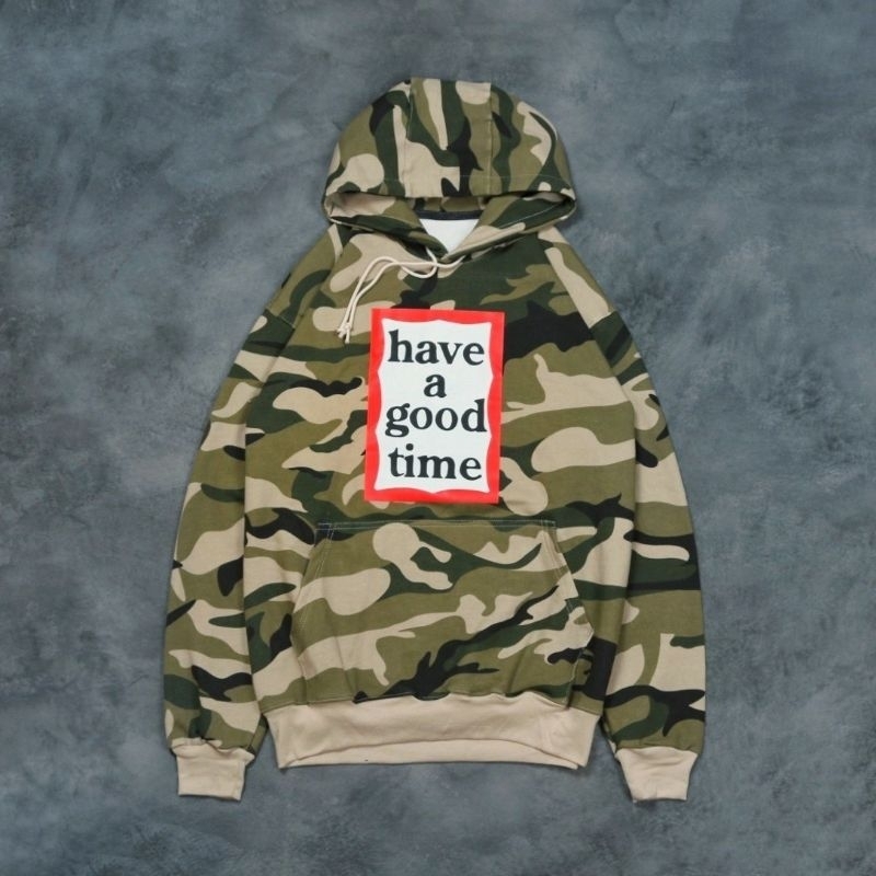 SWEATER HODDIE HAVE A GOOD TIME CAMO FULL TAG LABEL - HODDIE PRIA WANITA CAMO