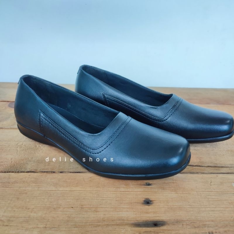 Sepatu delie pantofel wanita akper kerja kulit//Sepatu kulit wanita flat shoes