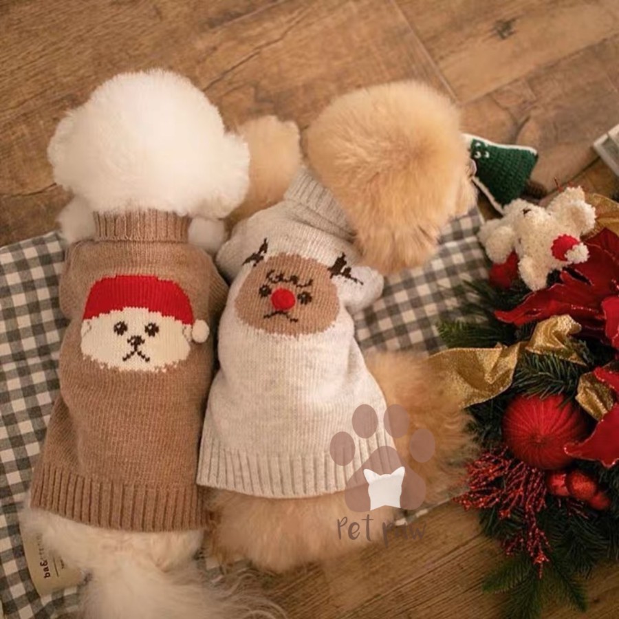 Baju Anjing Kucing Natal Christmas Frosty Sweater Rajut Import
