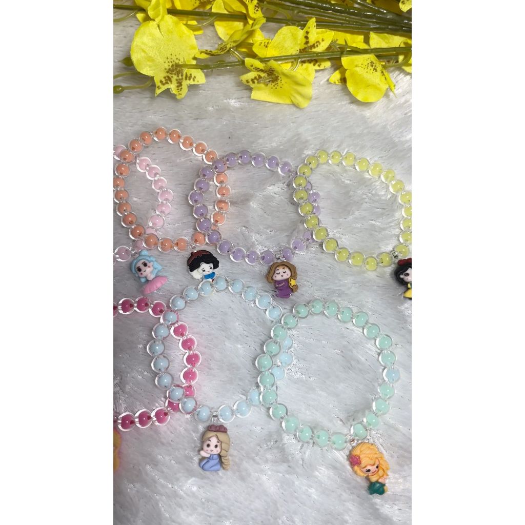 Gelang Mutiara Clay Karakter Princess Bracelet Gelang Elastis Aksesoris Bergaya Kasual