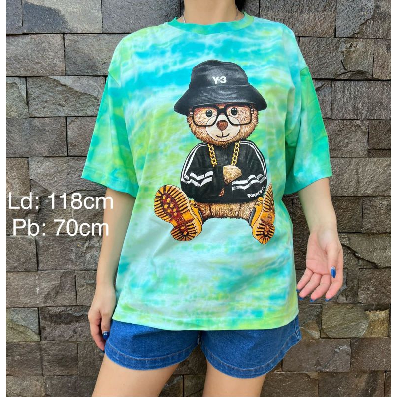 Kaos Wanita Tie Dye Oversize Bear Premium Quality Import Bangkok