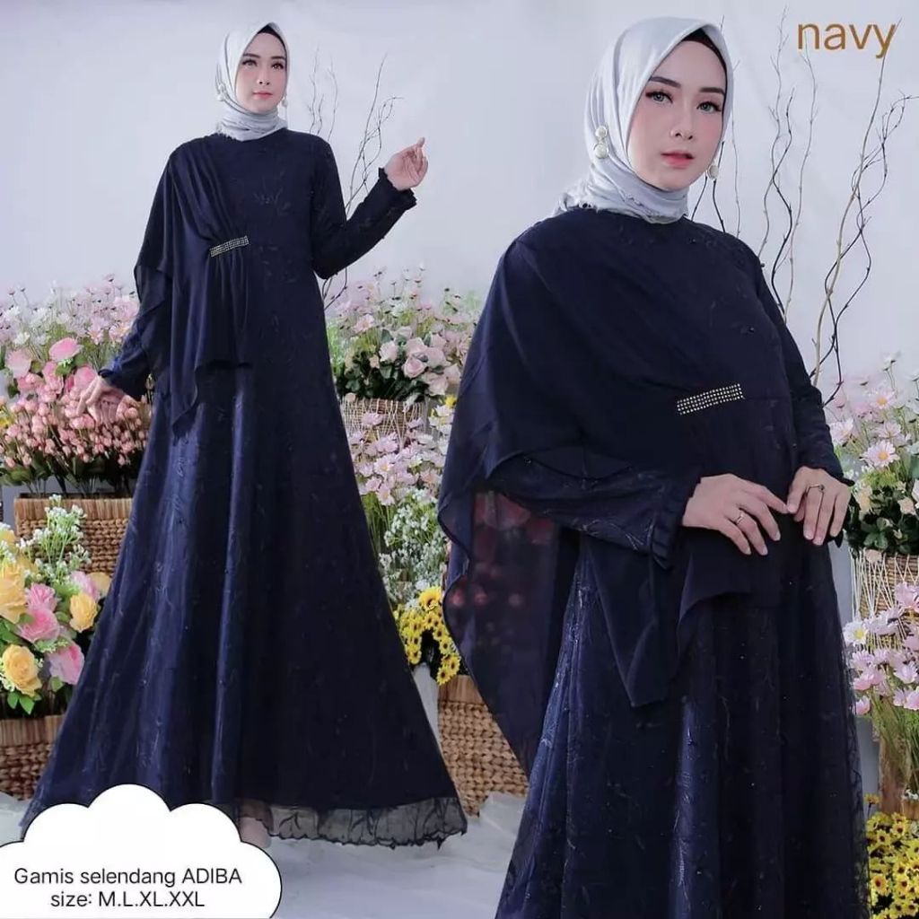 Gratis Ongkir - Baju gamis brukat lengan panjang terbaru - Gamis brukat wanita kekinian - Gaun pesta