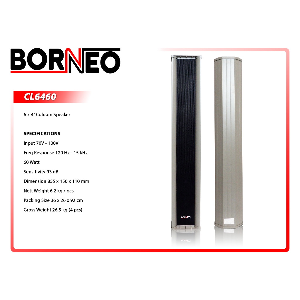 Public Address Speaker (6x4" | 70v-100v | 60watt) - BORNEO CL6460