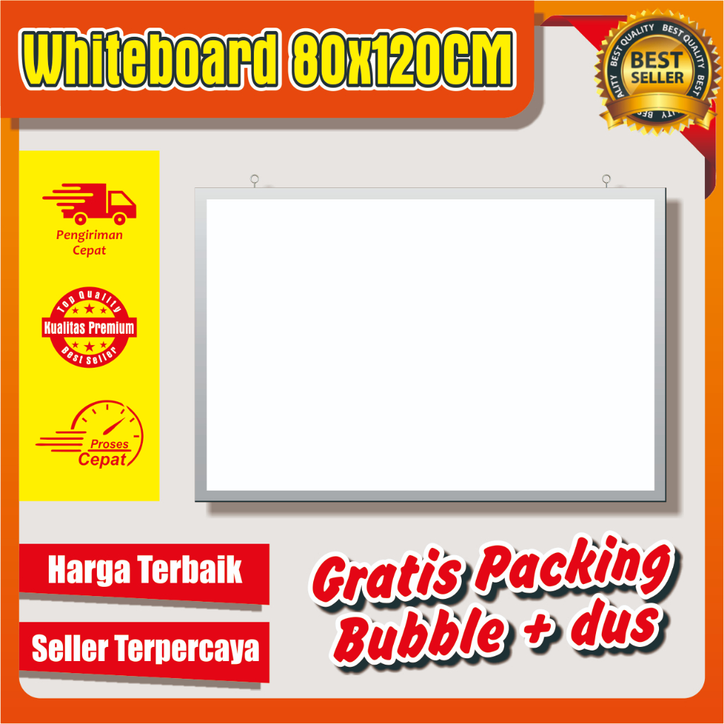

Whiteboard | Papan Tulis Ukuran 80x120cm Lis Alumunium