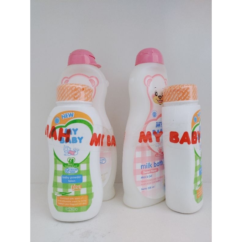 my baby milk bath sabun mandi cair bayi 200ml free bedak