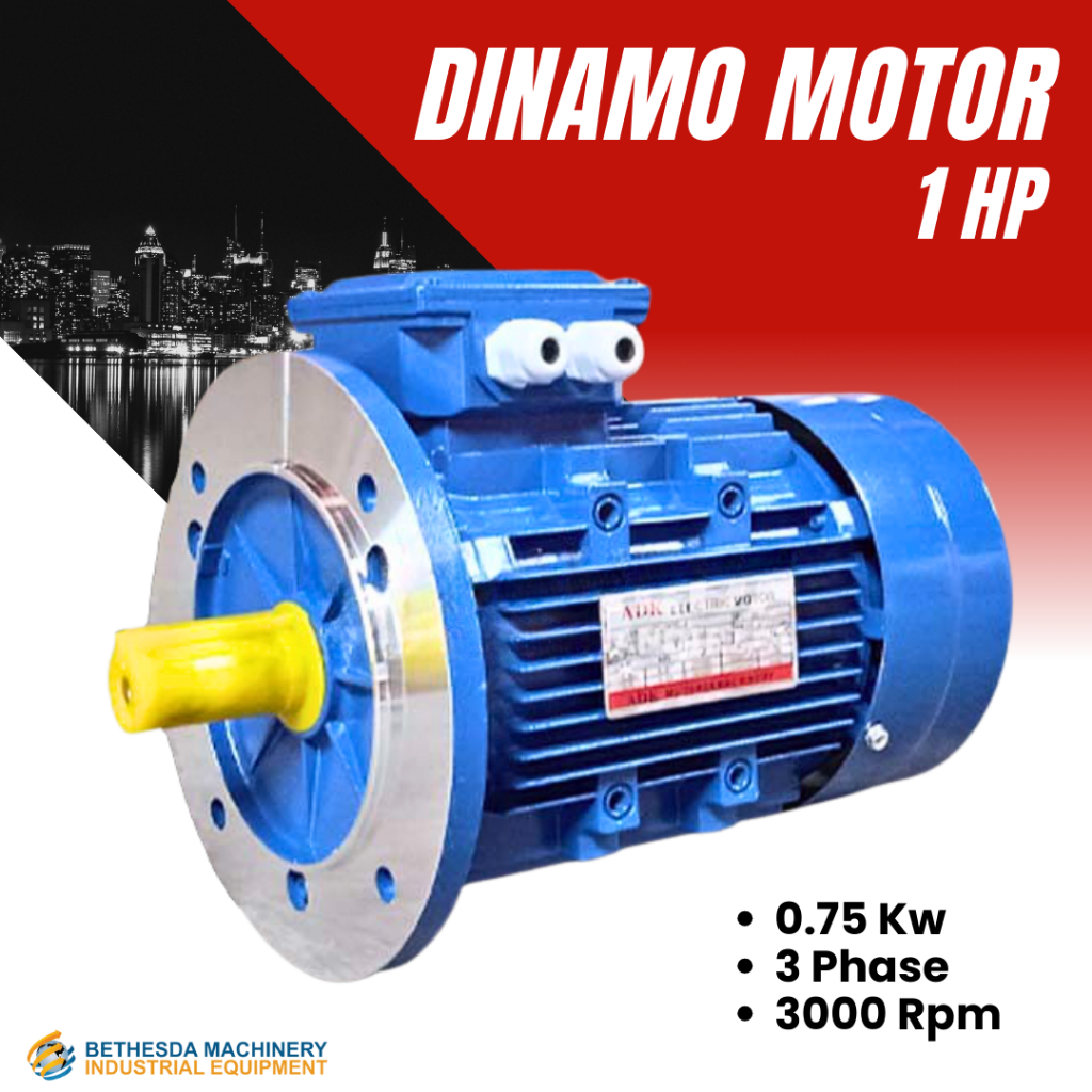 ADK Dinamo 1HP 0.75KW 3000RPM Dinamo Motor 3Phase Electro Motor 1 HP Flange Mounted B5 Full Tembaga