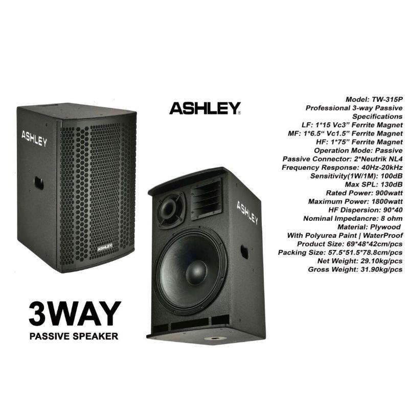 Speaker Pasif Ashley TW 315P Original 15 inch Passive 3 Way TW315P