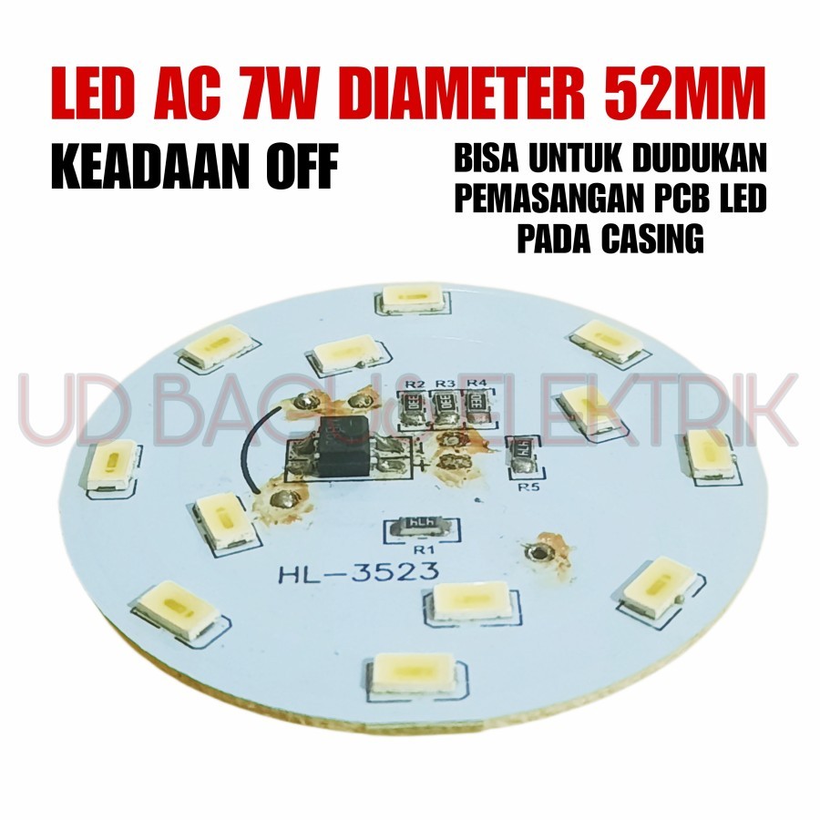 10X PCB LED AC 7W DIAMETER 52MM KEADAAN BEKAS OFF MINUS KAPASITOR DAN ELCO - DAPAT 10PCS