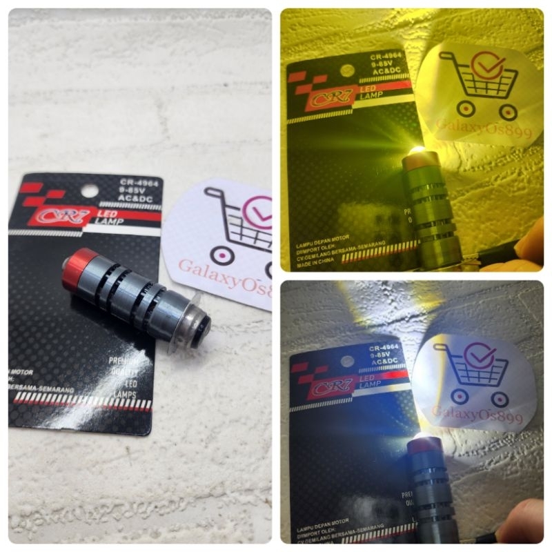 Lampu Led Bebek Matic H6 Laser Putih Kuning Merk CR7 - Led H6 Laser Gun Super Terang