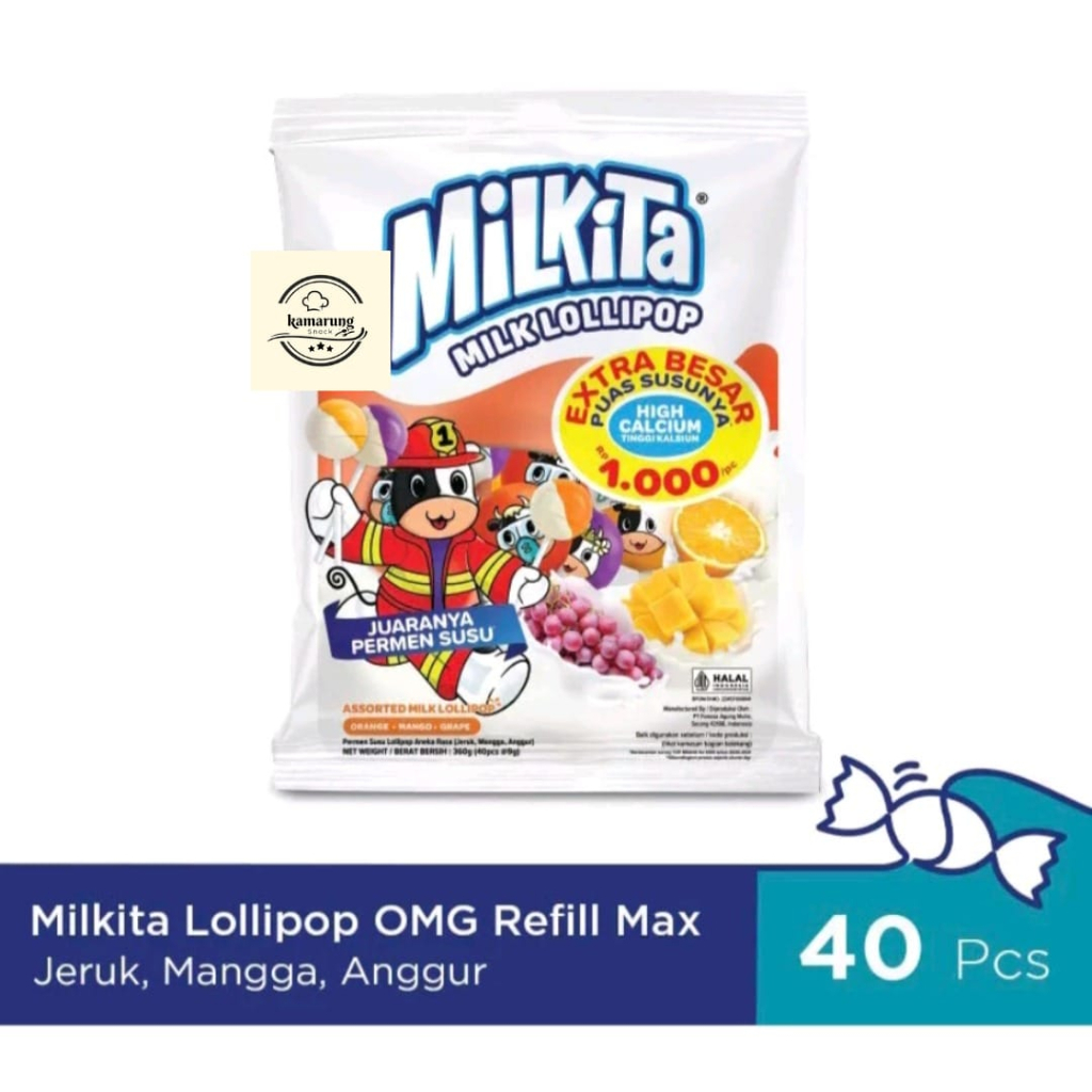 

Permen Milkita Lolipop OMG Zak 360gr Orange Manggo Grape Permen EnakMu