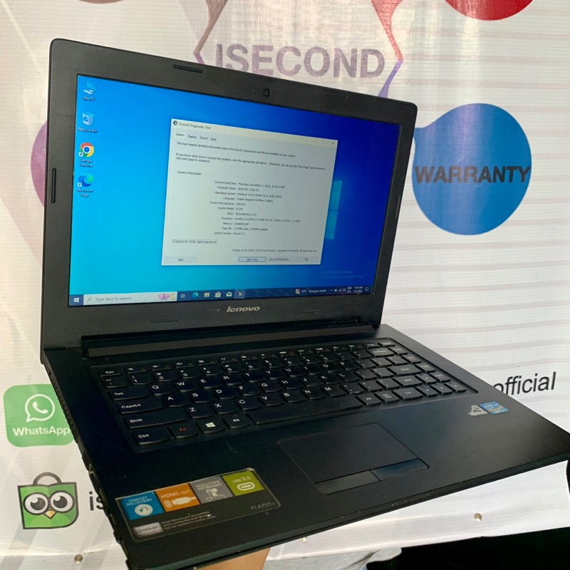 Laptop Lenovo G400s Core i3 Gen 3 2GB 500Gb Second Normal murah