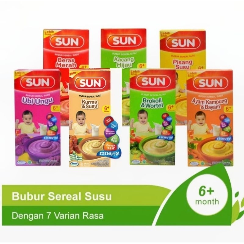 SUN BUBUR SEREAL Bayi MPASI 120g box (1pcs) Terlengkap Termurah Bisa Mix rasa