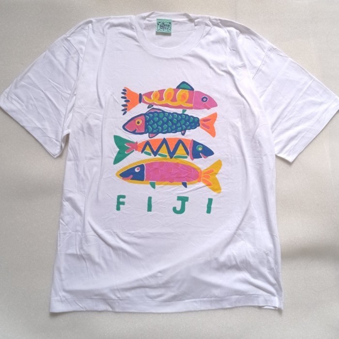 kaos vintage 80s crazy jacks fiji tee single stitch hawaii nos art