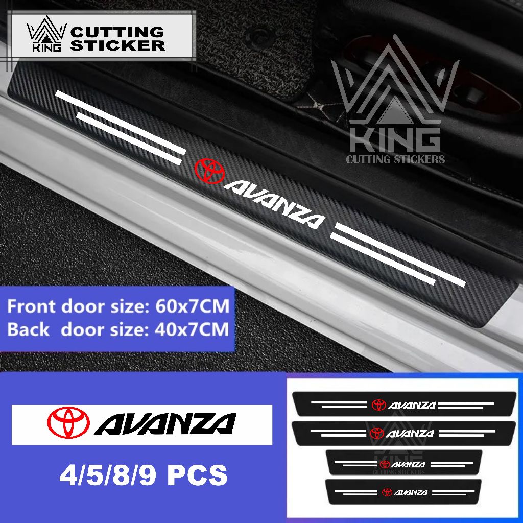 4 Pcs Sticker Pelindung Pijakan Pintu Mobil sticker Karbon Mobil Avanza sticker Karbon 3D