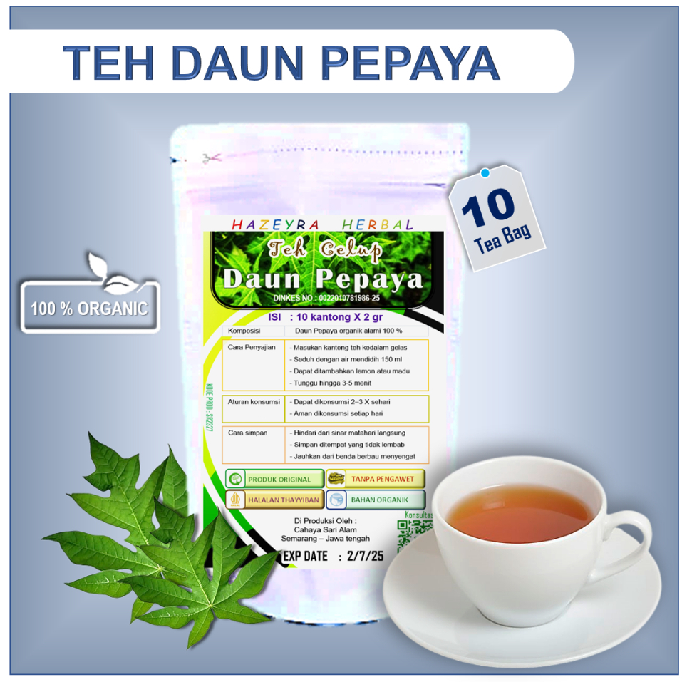 

Daun pepaya teh herbal Untuk Gangguan pencernaan pembersih darah obat diabetes alami jerawat darah kotor isi 10pcs