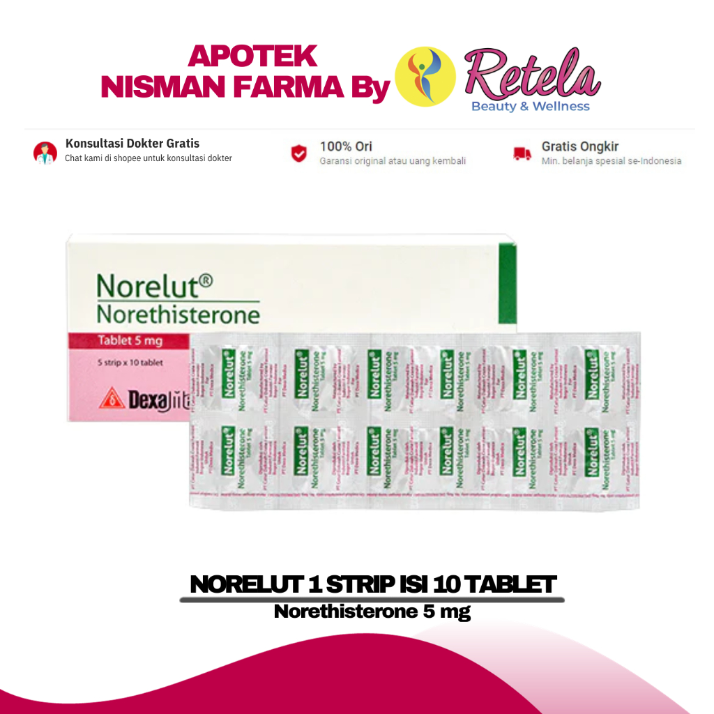 NORELUT 1 STRIP 10 TABLET ( NORETHISTERONE 5 MG )