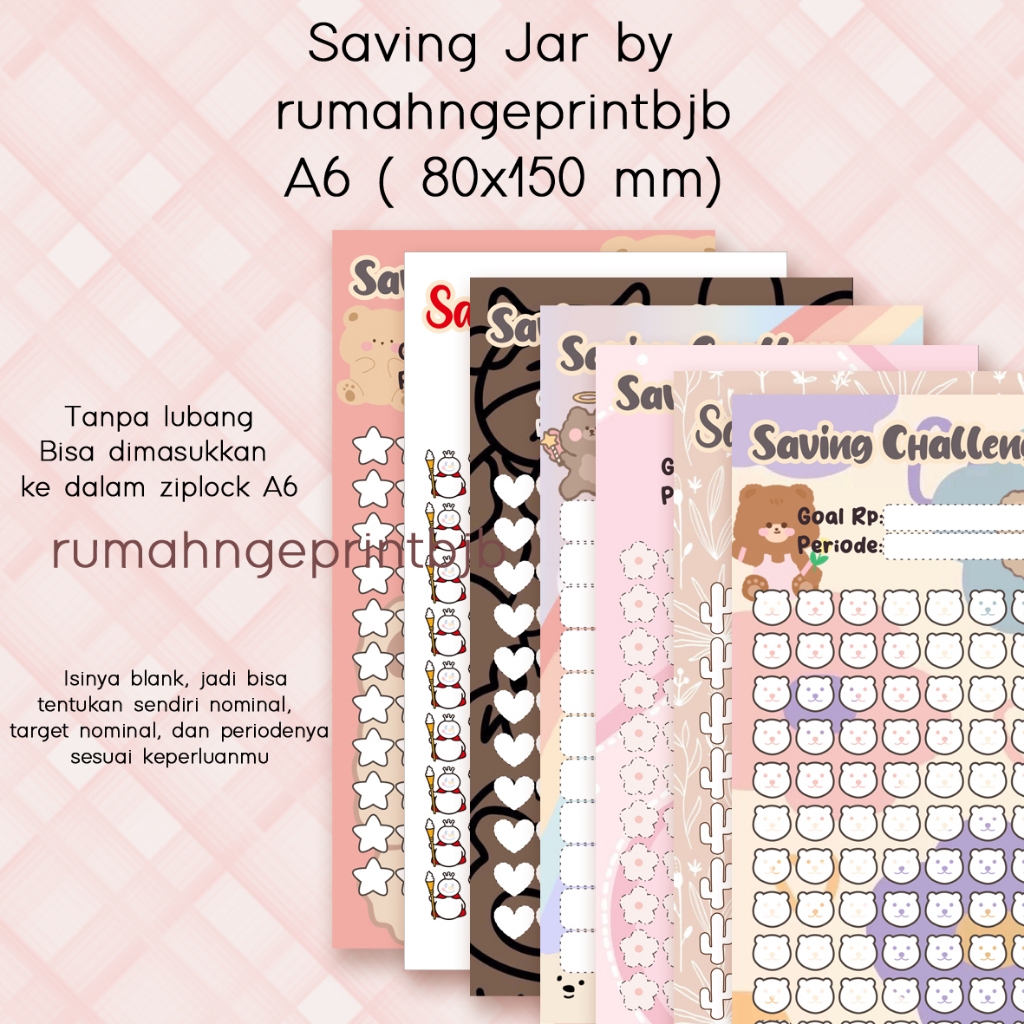 

SAVING JAR A6 BLANK ISI SENDIRI MENABUNG ASIK SAVING CHALLENGE IZI ZIPLOCK A6