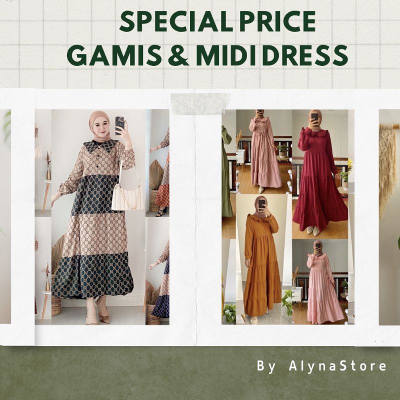 Gamis Midi Dress Rayon Crinkle Premium