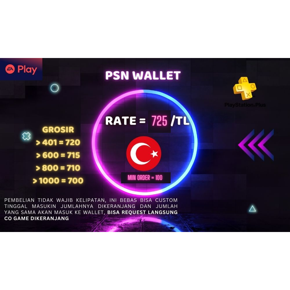 WALLET REGION TURKI PS4 PS5 ISI GAME TURKEY PS STORE