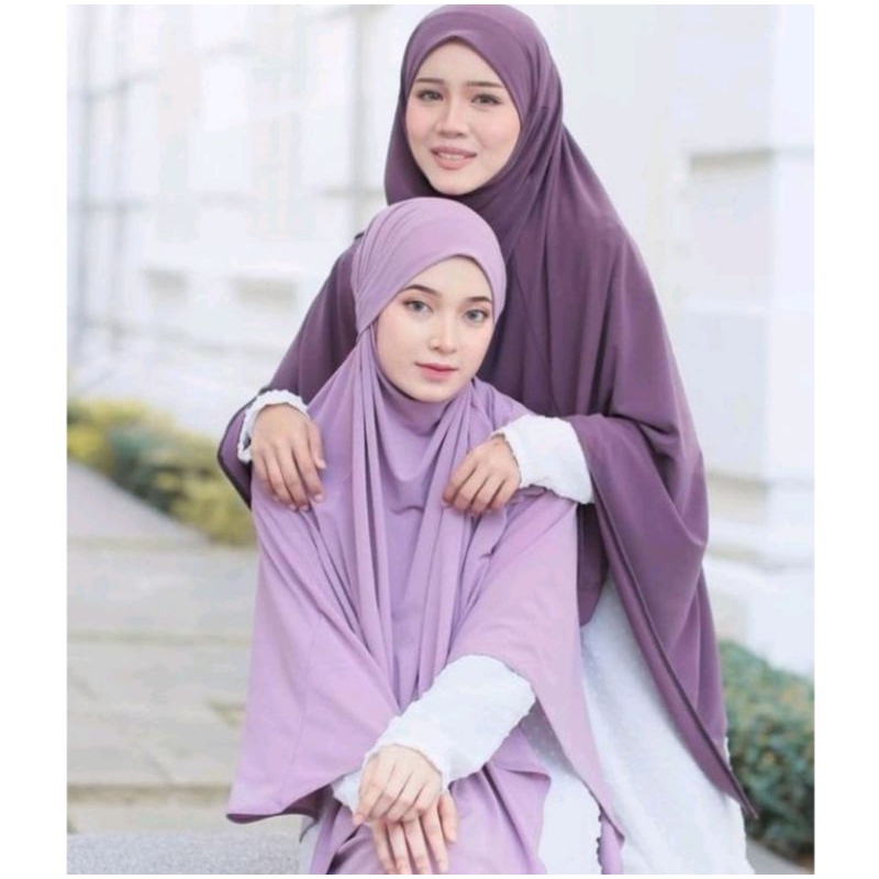 🆕French Khimar jersey warna hijau Lime dan Peach salem