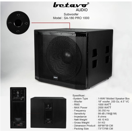 Speaker Subwoofer Aktif 18 Inch BETAVO SA 180 SA180 PRO 1000 Original