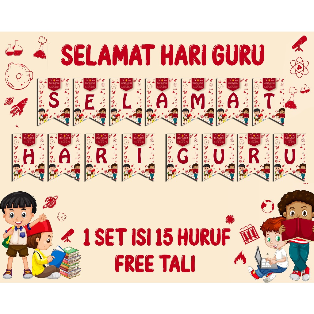 BANNER SELAMAT HARI GURU HIASAN BUNTING FLAG HARI GURU