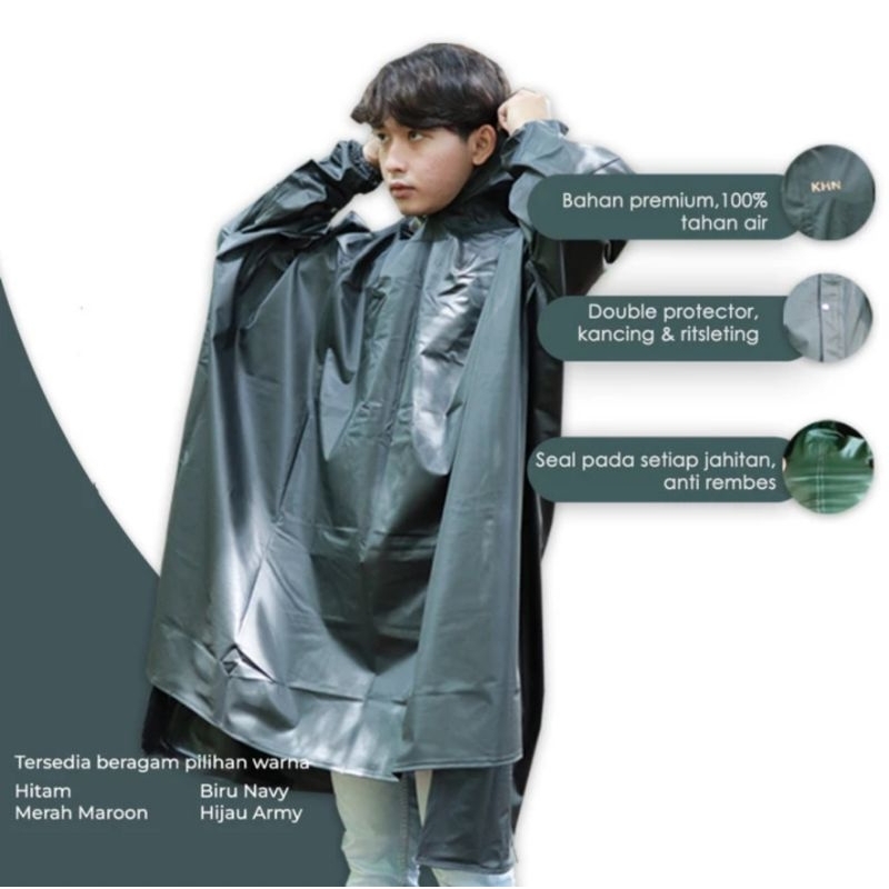 Jas Hujan KHN Ponco | Jas Hujan KHN Kelelawar Bahan Tebal, Awet, Anti Rembes