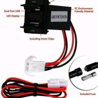 Charger USB 2 port + LED Mobil Toyota Innova Reborn / Zenix