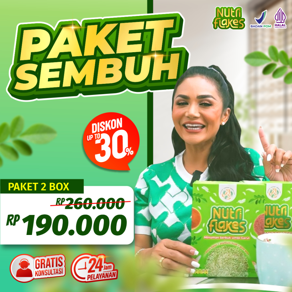 

Nutriflakes Umbi Garut Asam Lambung, Maag dan Gerd 2 Box