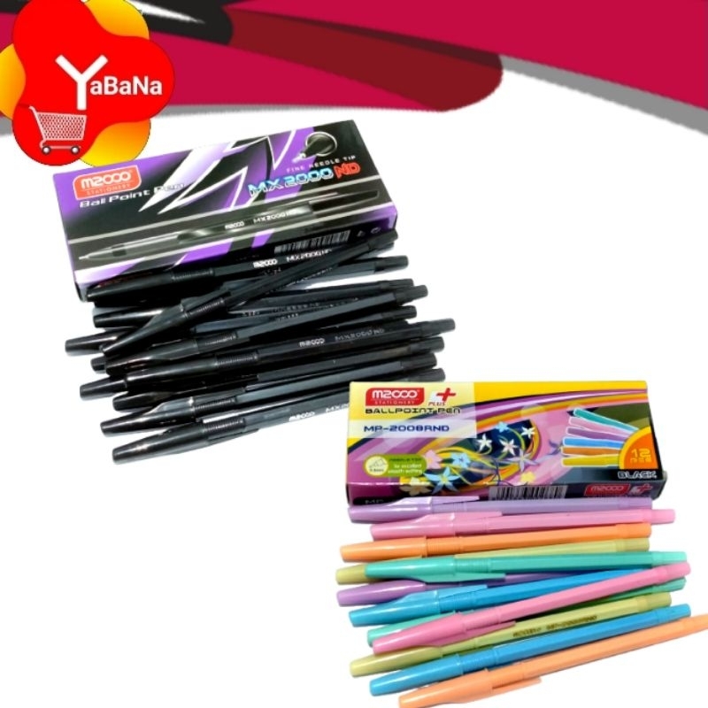 

[YBN] Ballpoint bolpen Pen 12pcs Tinta Hitam Model MX2000ND Grosir