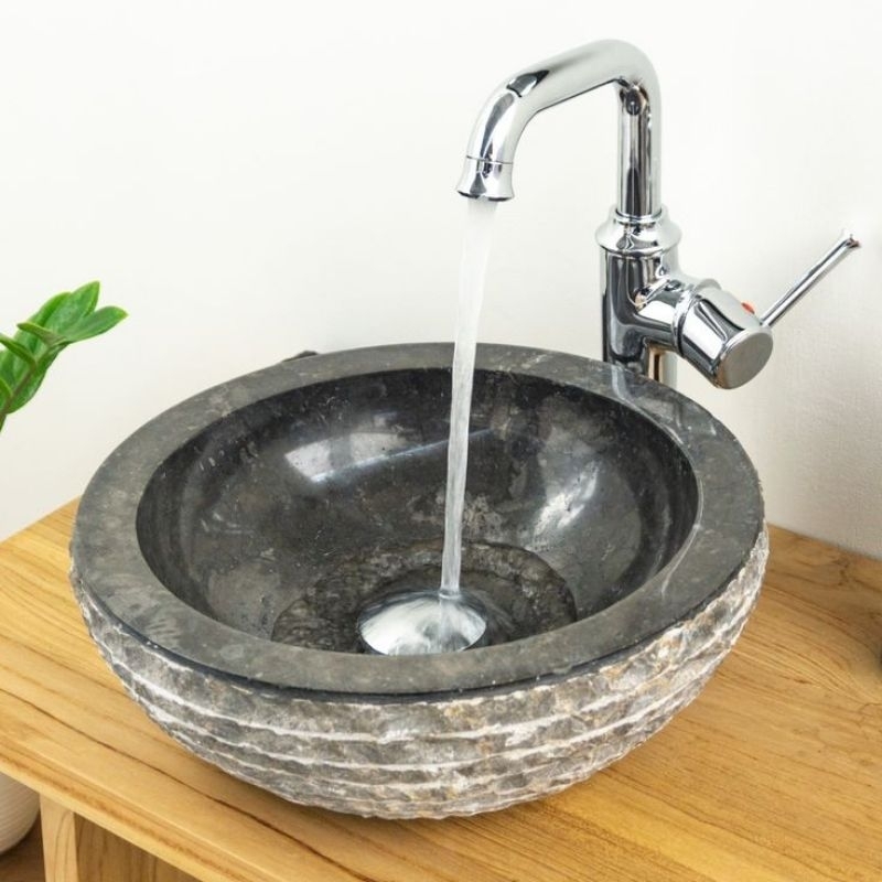 Wastafel marmer hitam 35cm