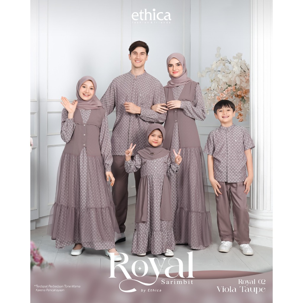 Ethica Sarimbit Royal 02 Viola Taupe Gamis dan Koko Couple Keluarga Terbaru 2024