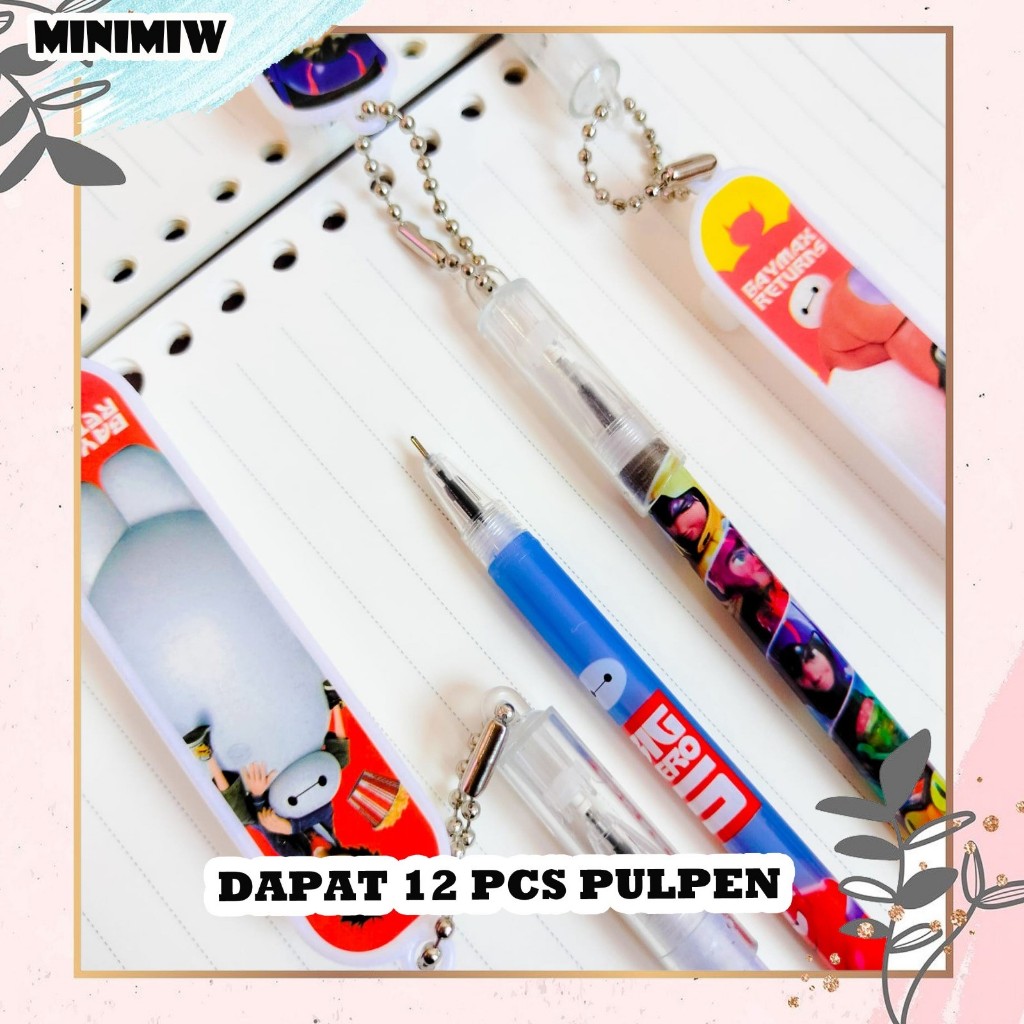 

SELUSIN (12 PCS) PULPEN SKATEBOARD BIG HERO 6 BAYMAX PEN GANTUNGAN CHARACTER BOLPEN GEL TINTA ALAT TULIS KANTOR COD TERMURAH