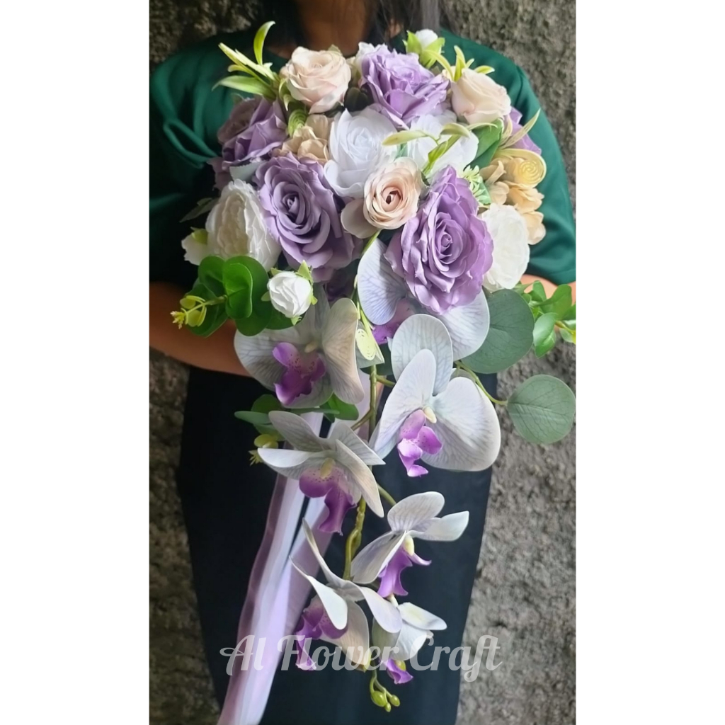 BUKET WEDDING BUNGA ANGGREK ARTIFICIAL