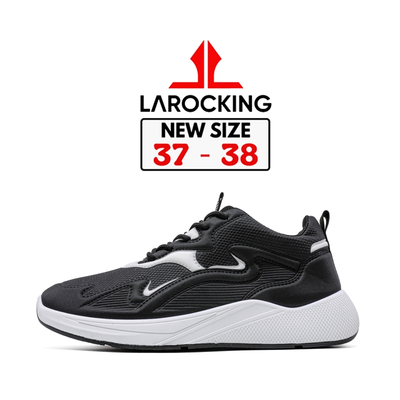 	 Larocking - Artemis Hitam Putih | Sepatu Sneakers Running Gym Shoes	
