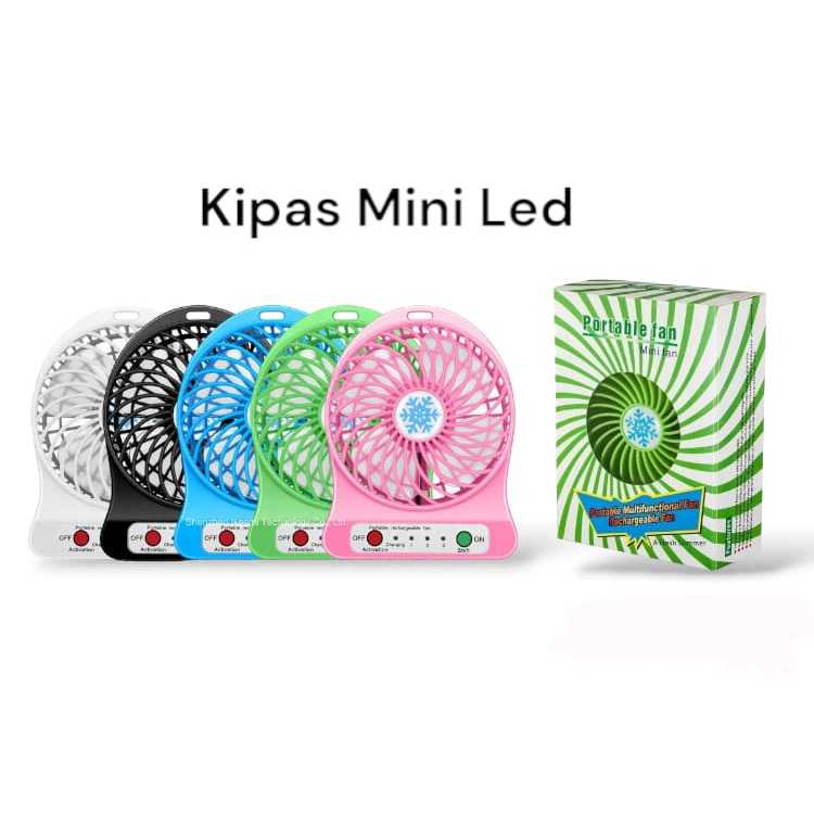 [WE-KA] Kipas Angin Mini LED 4inch / 4inci Portable Kipas Kecil + Kabel Charger Pendek Micro USB