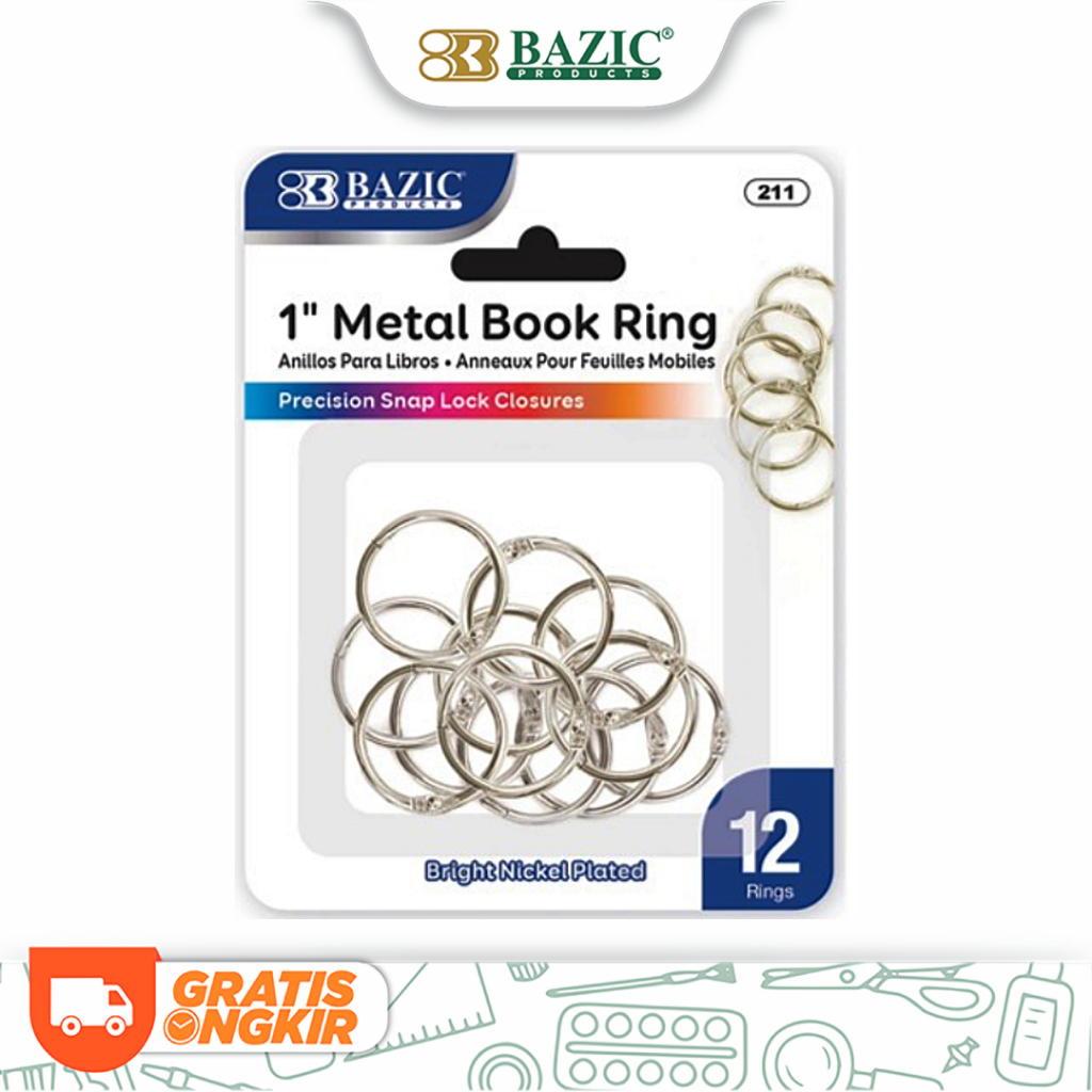 

Bazic 1" Metal Book Rings (12/Pack) - Ring Buku