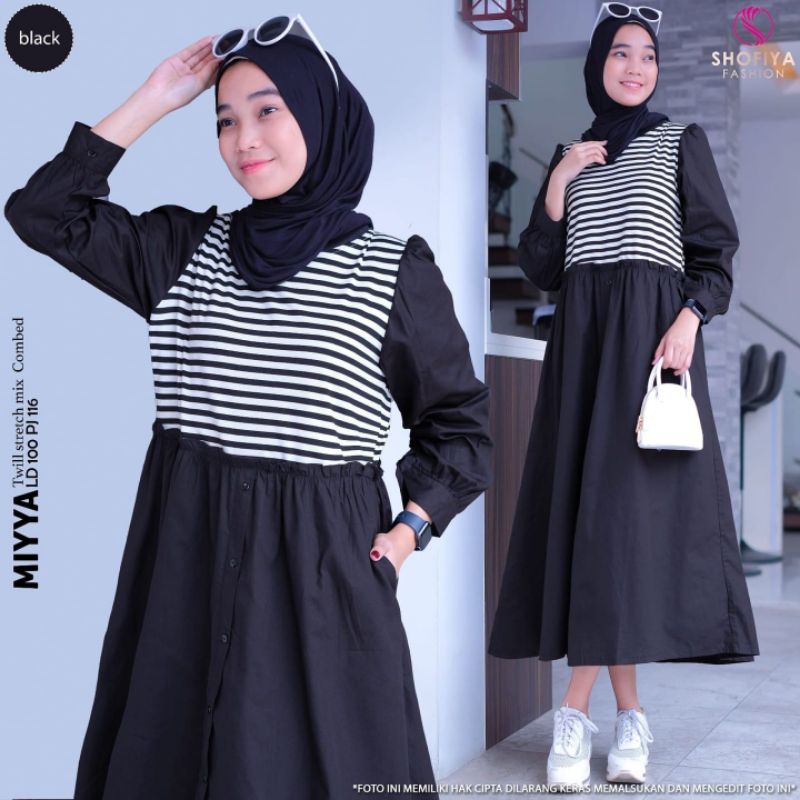 COD BAJU ANAK PEREMPUAN MOTIF SALUR TANGGUNG REMAJA USIA 9-10-11-12-13-14  TAHUN MIYYA DRESS GAMIS A