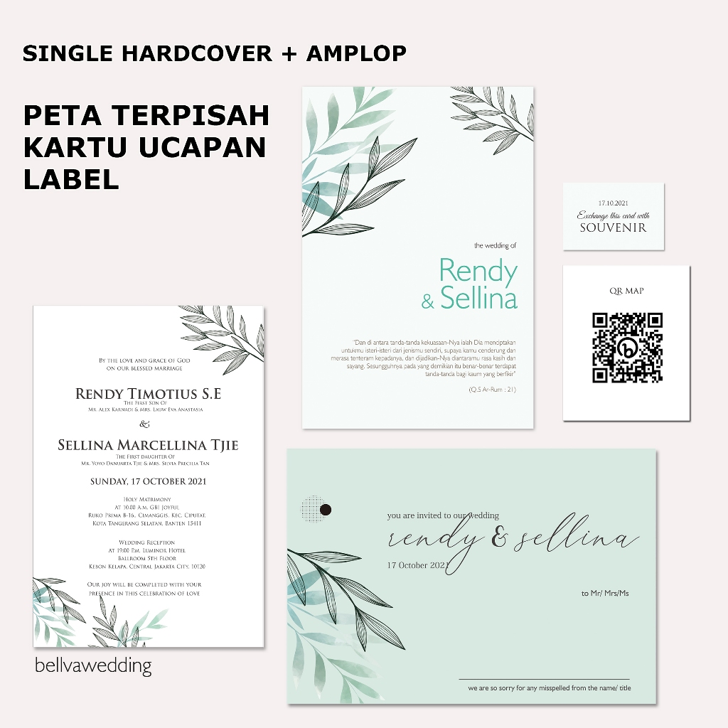 UNDANGAN SINGLE HARD COVER / SOFT COVER + AMPLOP