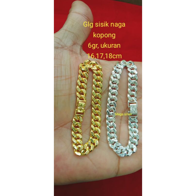 gelang sisik naga ukir dewasa, asli perak 925