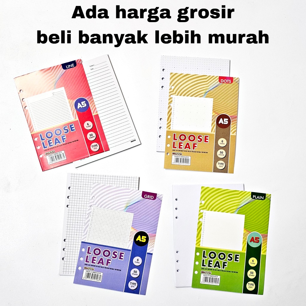 

GG Loose Leaf Gasta A5-50 6 Ring/Kertas BinderI/Isi Bnder