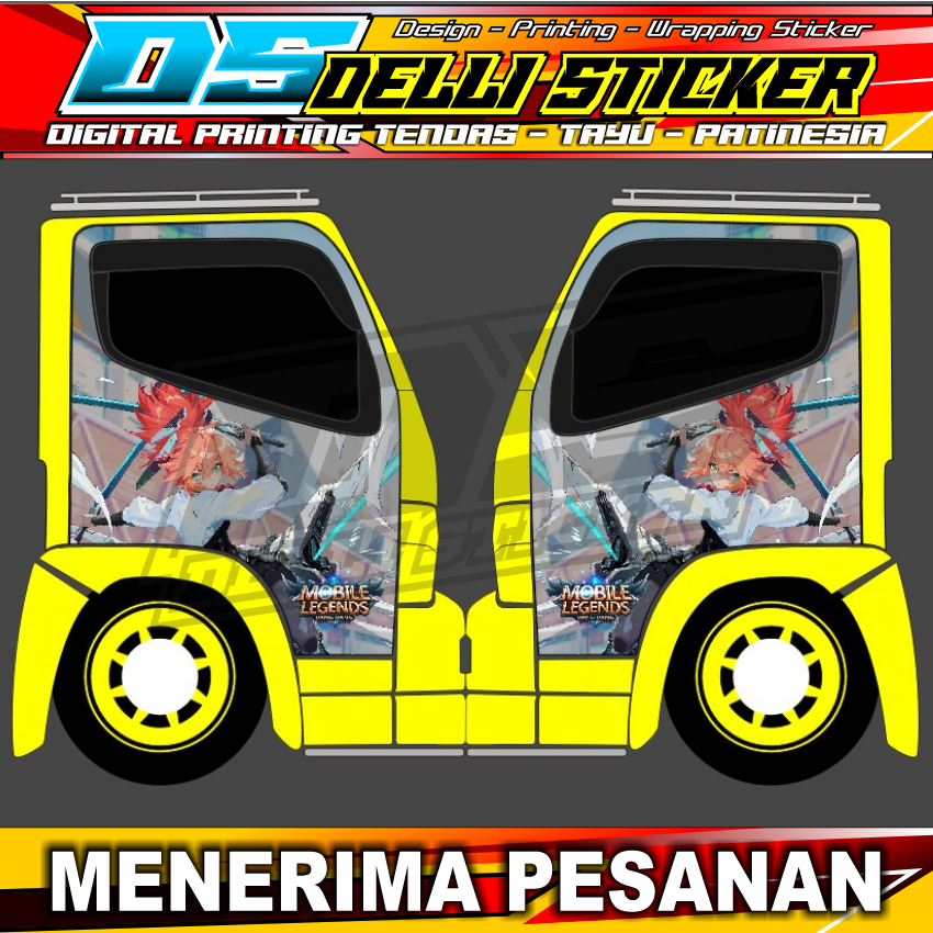 Stiker Full Kabin Samping Kanan Kiri Truk Canter - Pintu Samping Blok Decal Gambar Fany Mobile Legen